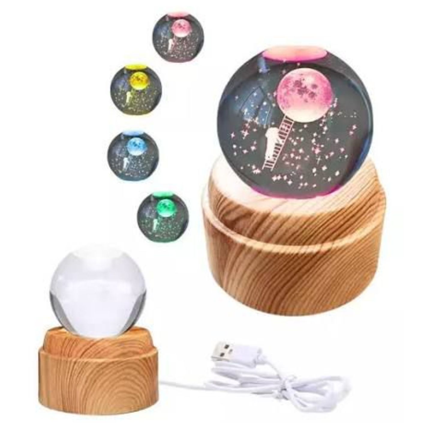 Lampara Esfera 3d De Cristal